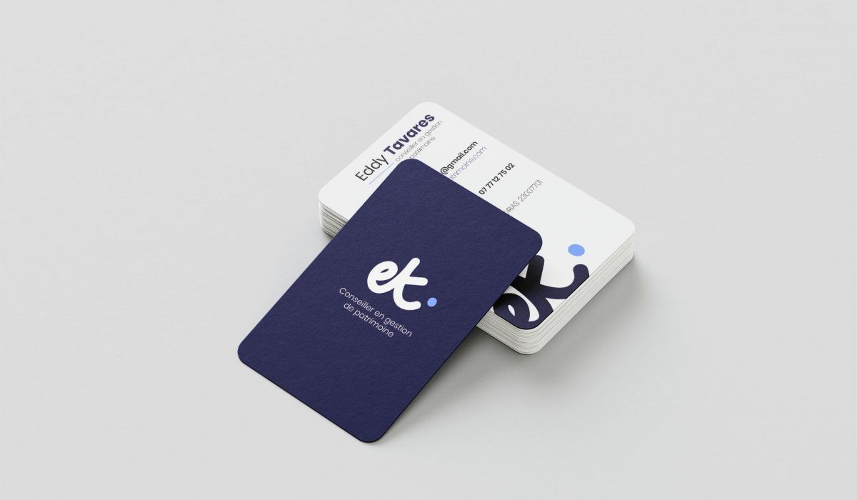 Carte de visite de Eddy Tavares gérant etpatrimoine avec le recto mis en avant