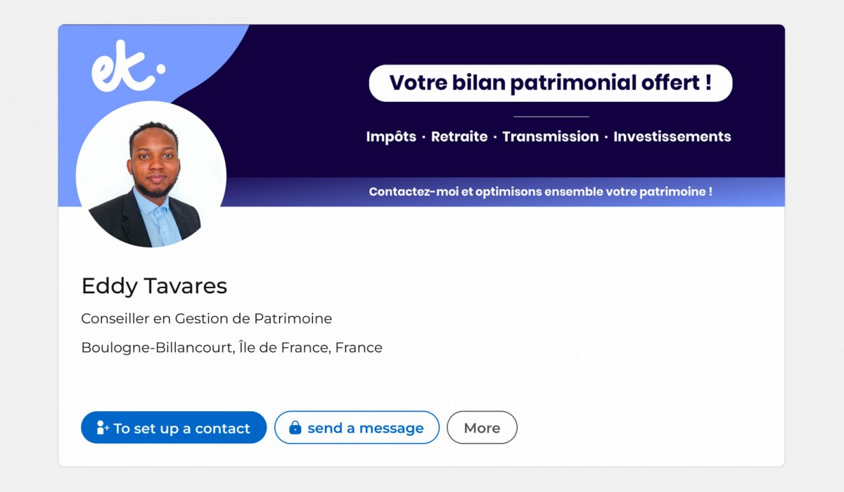 Mockup de la bannière linkedin de eddy tavares