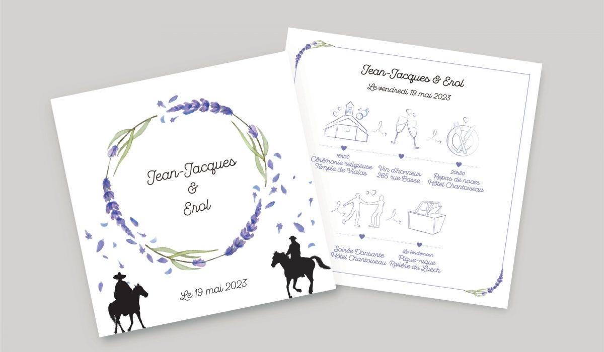 Mockup d'un faire part de mariage sur fond gris