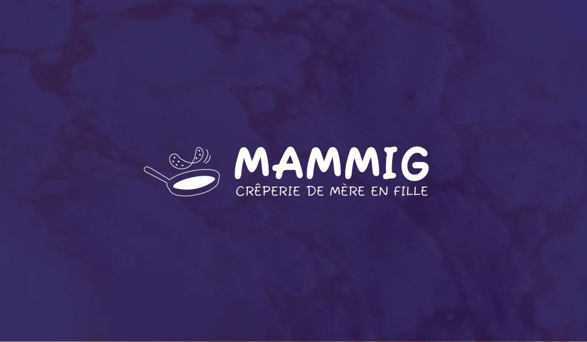 Logo Mammig sur fond bleu crepes