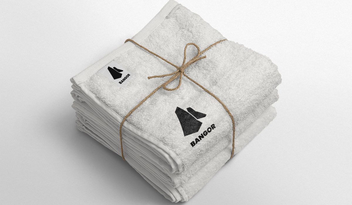 Mockup d'un pack de serviettes de plage avec le logo bangor