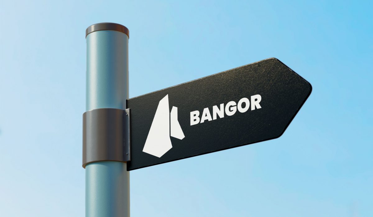 Mockup d'un panneau de signalisation avec le logo de bangor