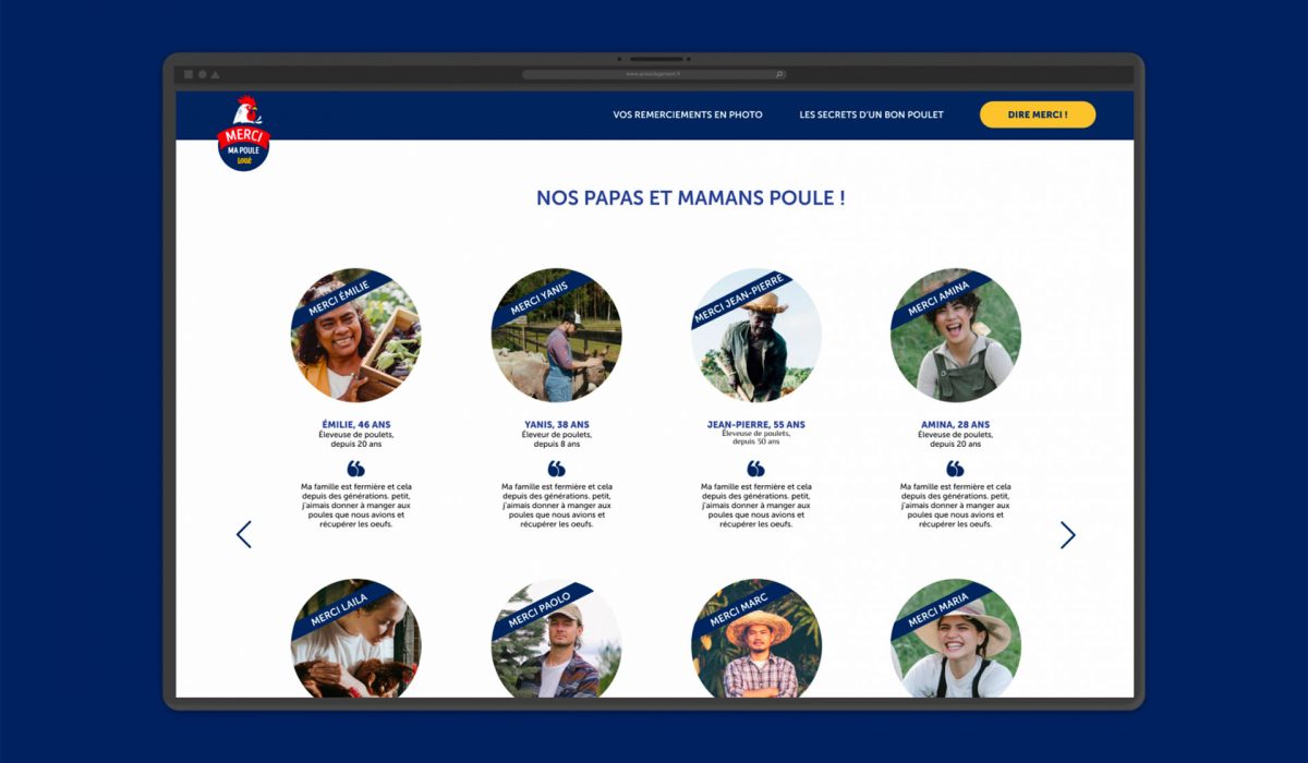Mockup d'une page de la webapp Merci ma poule pour Loue