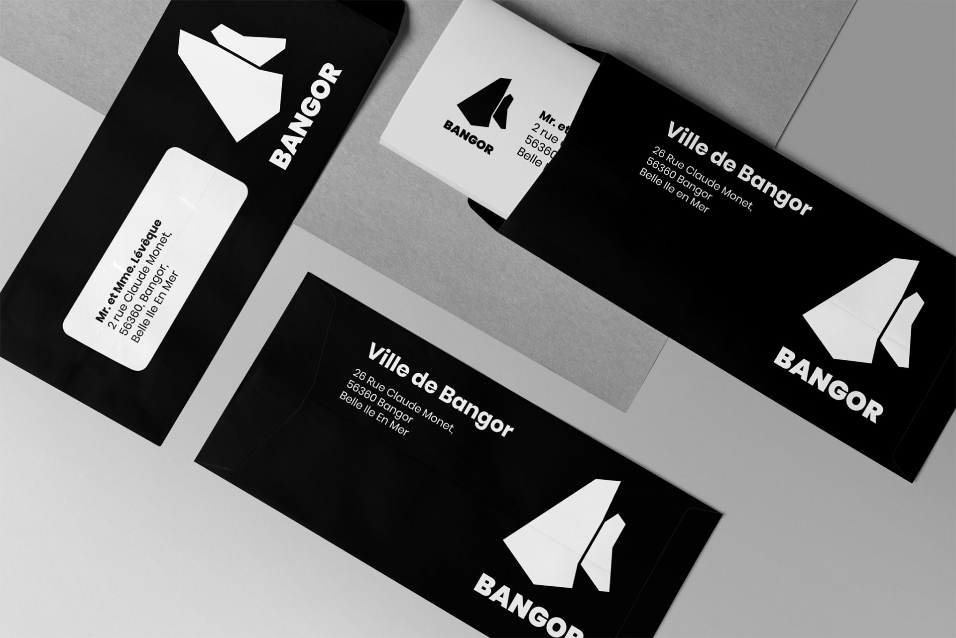 Elements de papeterie pour la ville de Bangor enveloppe lettre